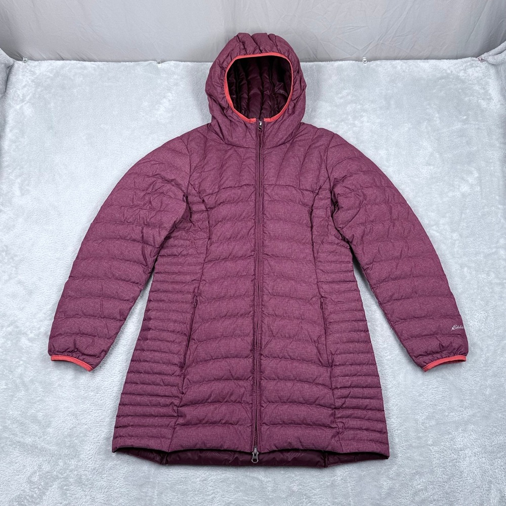 Eddie Bauer Astoria Down Jacket Womens Medium Petite PM Hooded Puffer Parka Coat